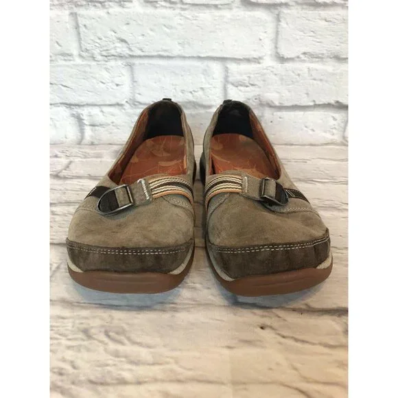 CHACO CLARA Tan Nubuck Flats Slip On Shoes Buckle Womens 8.5 (g1f) - Picture 8 of 10